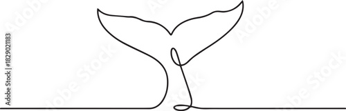Oceanic Flow: Continuous Line Art Whale Tail