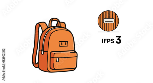 Minimalist orange backpack with patch design and ifps 3 circle emblem