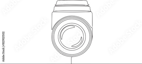 Security Camera Lens Close-Up Continuous Line Art