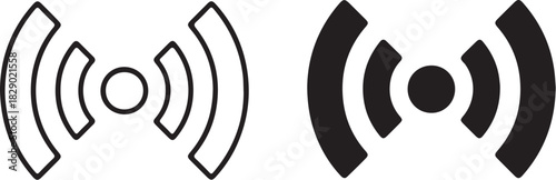 Wi- Fi Signal Icons One Outline One Solid Black on White Background Wi-Fi wireless on transparent background