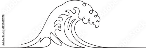Dynamic Ocean Wave Continuous Line Art Illustration