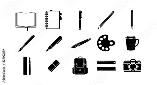 Silhouette collection of stationery and art supplies for creative projects