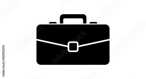 Minimalist black briefcase icon for business and office designs