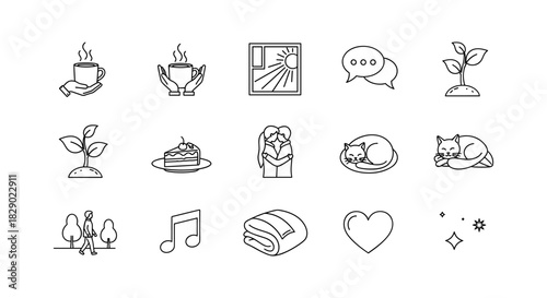 Minimalist icons: wellness, nature, relaxation, and more in line art collection
