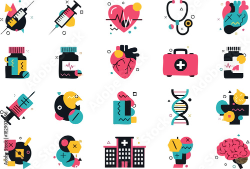 Health and Medicine Icons Collection Medical Symbol Designs