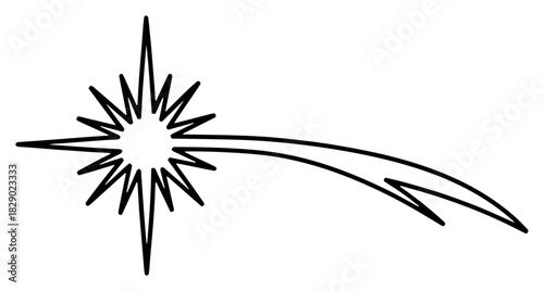 Shooting Star of Bethlehem with long tail hand drawn vector illustration