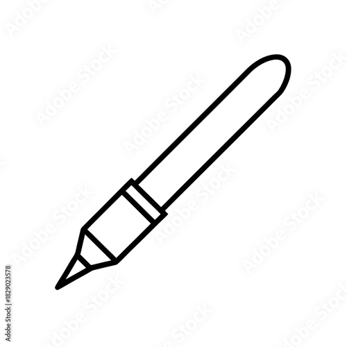 Simple outline drawing of a soldering iron on transparent background