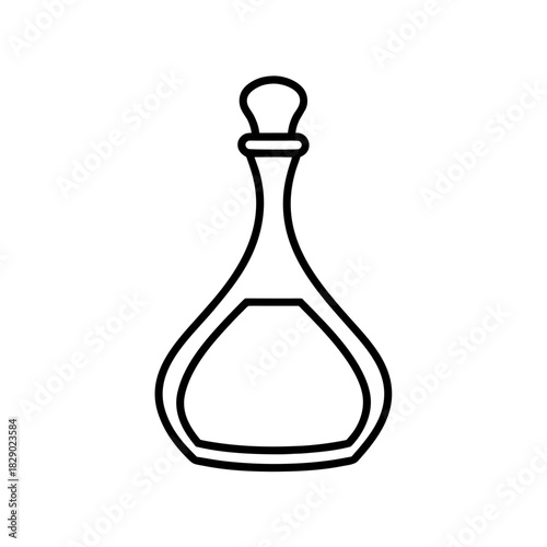 Outline drawing of a decanter with stopper on transparent background