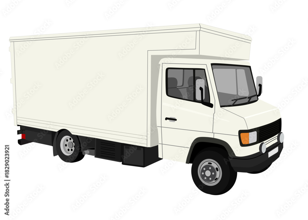 Fototapeta premium Plain White Delivery Box Truck Vector