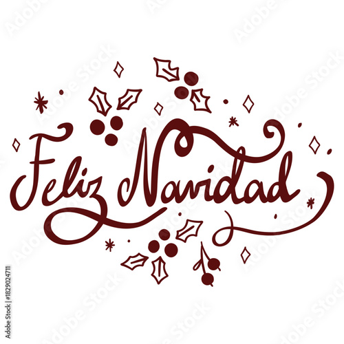 Lettering Feliz Navidad con Decoración