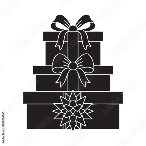 Elegant stack of gift boxes with decorative bows for celebrations and special occasions, perfect for holiday promotions and retail design elements