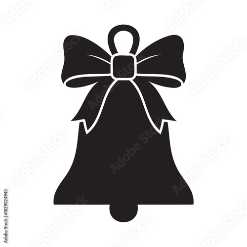 Festive Christmas Bell with Bow Silhouette for Holiday Cheer, Elegant Design for Celebrations and Festive Decorations, Vector Origin for Scalable Use