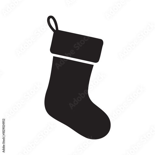Elegant Christmas stocking icon for holiday designs, festive celebrations, and seasonal promotions, original vector art for scalable graphics