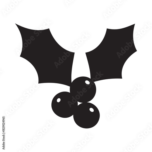 Charming vintage-style holly berry sprig for classic Christmas designs, adding festive cheer to your holiday projects; perfect for cards and decorations