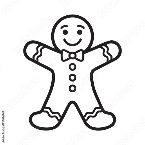 Festive gingerbread man icon, cheerful holiday treat, perfect for Christmas cards, baking promotions, and winter event invitations, vector design element