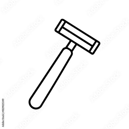 Illustration of a single blade safety razor in black on transparent background