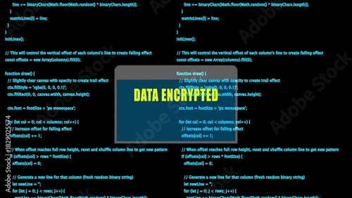 data encrypted warning and check payment for decrypt system files concept with binary code background

