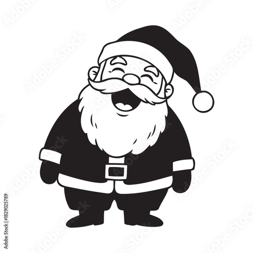 Jolly Santa Claus laughing heartily, spreading holiday cheer and festive joy, perfect for Christmas cards, decorations, and whimsical seasonal designs