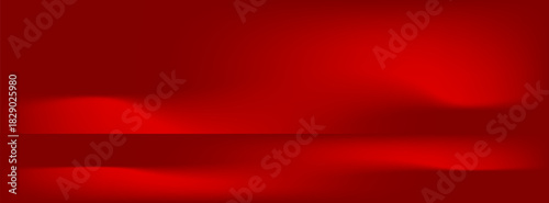 Empty bright red studio background, product display with copy space for displaying content design. Banner