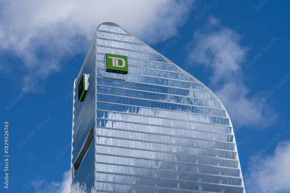 Fototapeta premium Toronto, Canada - September 21, 2025: TD Terrace building at 160 Front St W in Toronto, Canada. TD (Toronto Dominion Bank) is a Canadian banking and financial services corporation.
