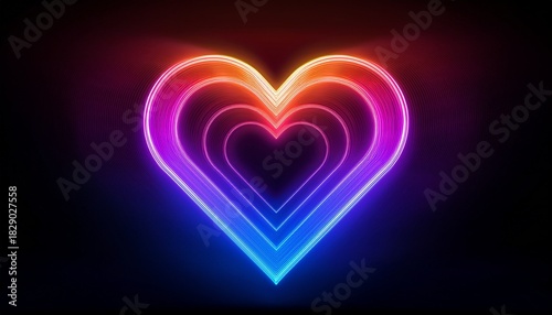 Vibrant Glowing Heart Icon With Gradient Neon Outline