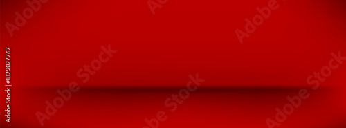 Abstract gradient podium background. Red empty 3d studio backdrop. Clean scene for product presentation. Christmas or New Year mockup template. Vector illustration.