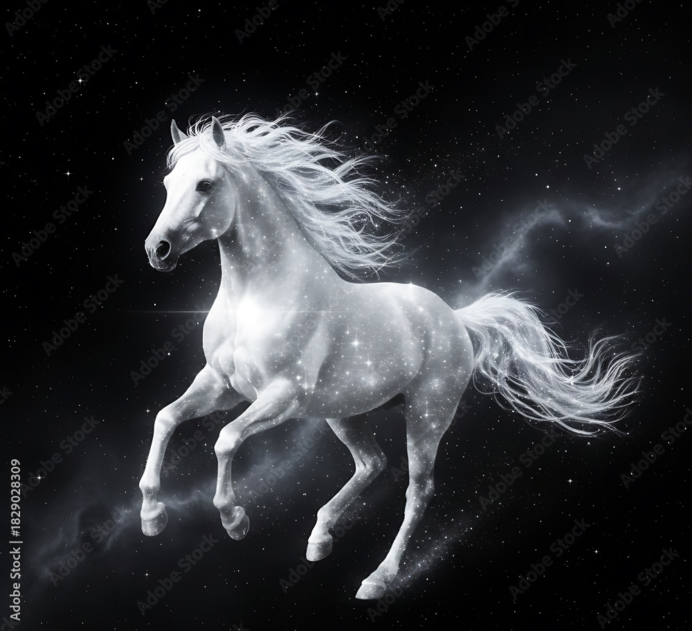 Naklejka premium horse on black background