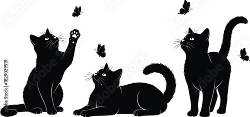 Playful Kittens and Butterflies Collection for Pet Shops, Veterinary Clinics, and Animal-Themed Graphic Design.