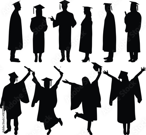 Happy People in Caps and Gowns Celebrating Graduation Success