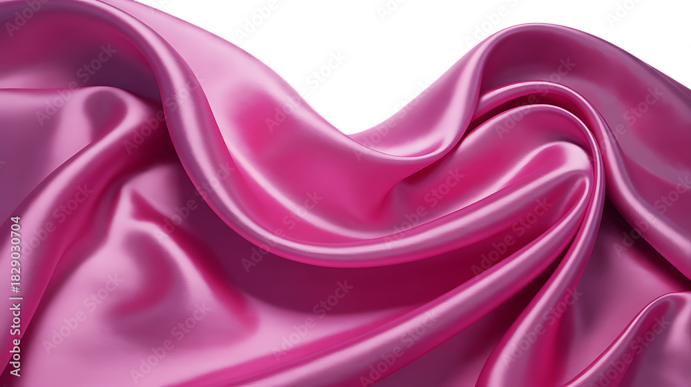 Obraz premium Bright Pink Silk Fabric Swirling and Draping flowing isolated on a transparent background