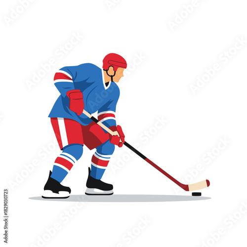 Dynamic illustration of an ice hockey player in action, demonstrating skill and competitive spirit in the thrilling winter sport