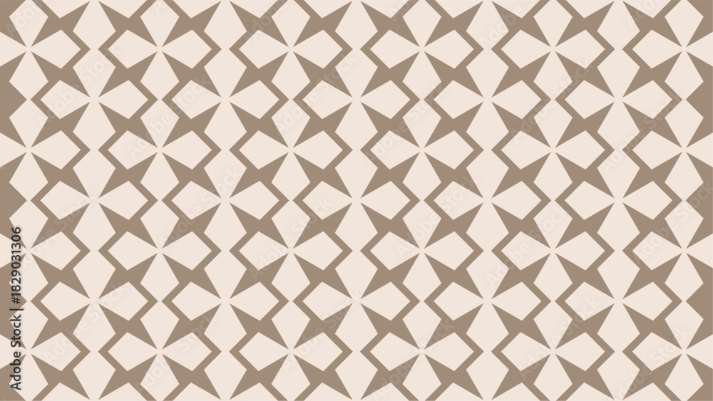 Fototapeta premium Seamless geometric pattern with abstract star shapes. Geometric star grid background in neutral earth tones.