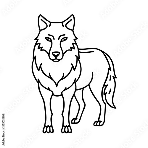 A clean and modern black outline illustration of a standing wolf, representing strength, freedom, and the spirit of the wild