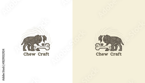 Puppy Chewing Bone Mascot Logo Design
