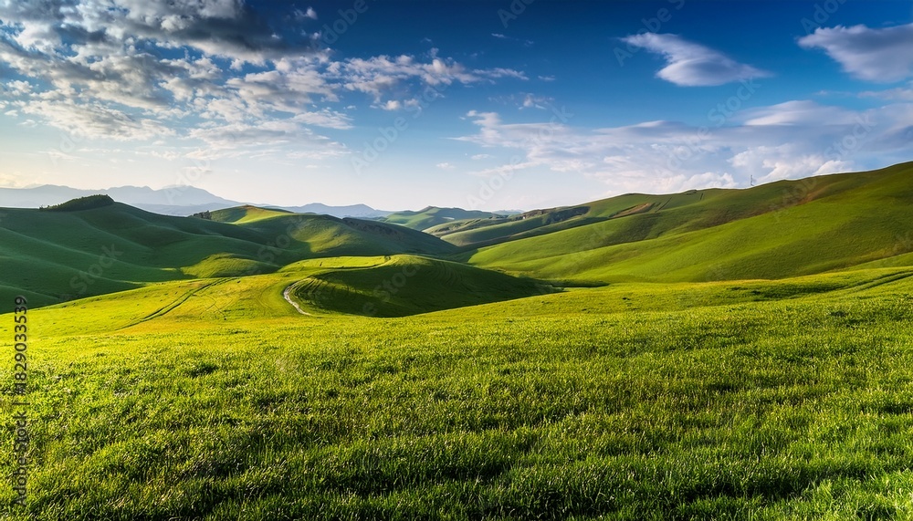 Obraz premium Spring Meadow Hills And Sky