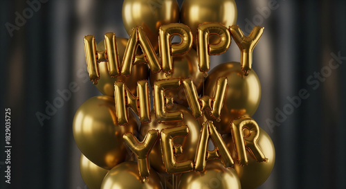 gold happy new year balloons 