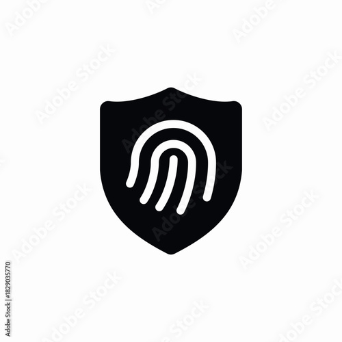 fingerprint shield protection icon sign vector