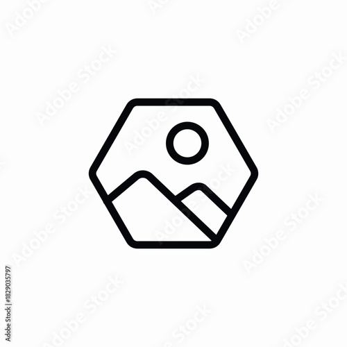 hexagone picture icon sign vector