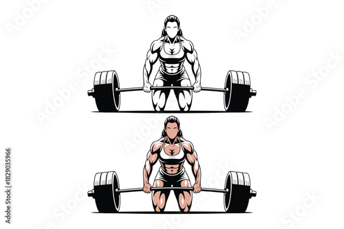 Muscular figure lifting heavy barbell in dynamic pose
