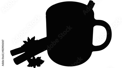 Hot seasonal beverage concept with cinnamon sticks and star anise for winter holidays