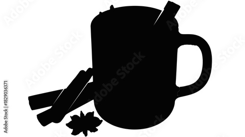 Enjoy spiced holiday drink with cinnamon sticks, cozy winter beverage illustration for warm holiday vibes