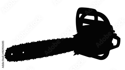 Powerful chainsaw ready for cutting tasks, a symbol of strength, industry, and outdoor work equipment