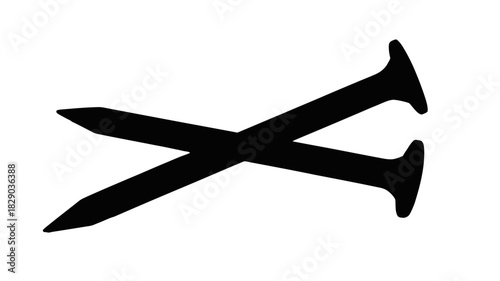 Three nails crossed together, symbolizing sacrifice, faith, and remembrance for religious or spiritual themes