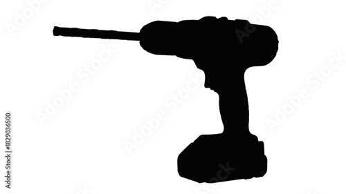 Power drill silhouette ready for construction projects, repair work and DIY home improvement tasks