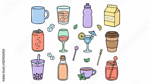 various drink illustration