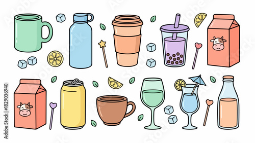 various drink illustration