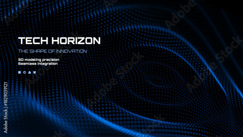 Blue data wave pattern on dark background. Abstract digital technology concept for futuristic design and cyber theme.