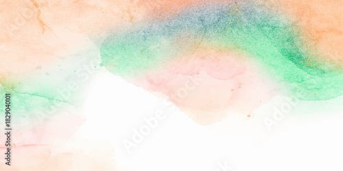 Abstract colorful hand painted watercolor texture of pink fruit drops on wet woman's skin