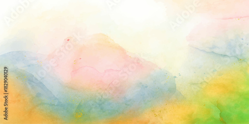 Abstract watercolor texture background with colorful vintage grunge paint illustration in blue, orange, yellow, and pink smoke cloud pattern design