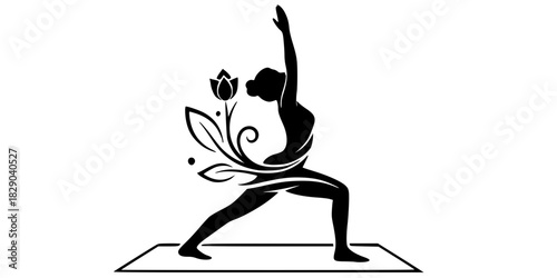 Wellness Yoga Mat Leaf Logo Vector Silhouette